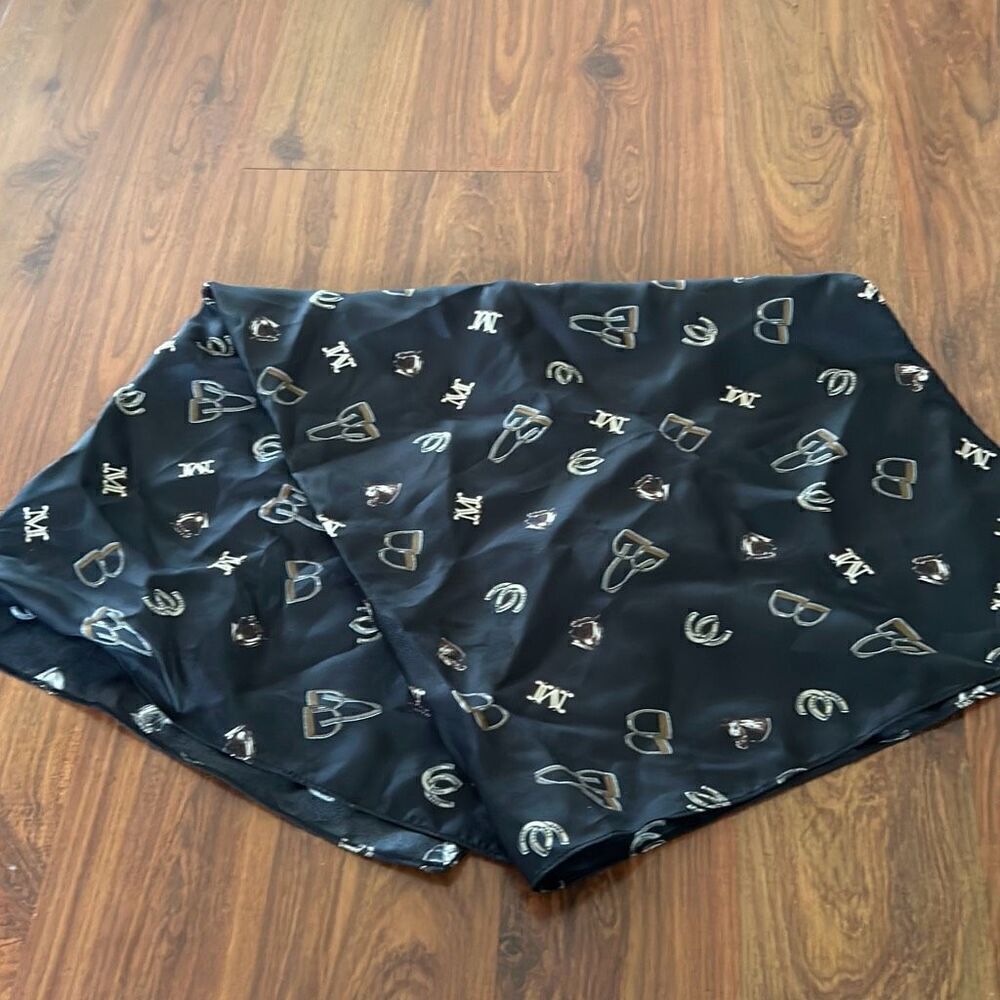 Max Mara black silk bridal horse print square scarf 100% silk